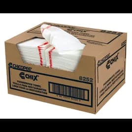 Chicopee® Chix® Food Service Cleaning Towel 21X13 IN White Red Microban 150/Case