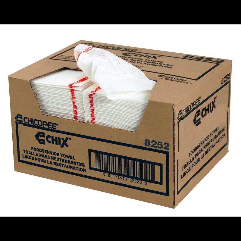 Chicopee® Chix® Food Service Cleaning Towel 21X13 IN White Red Microban 150/Case