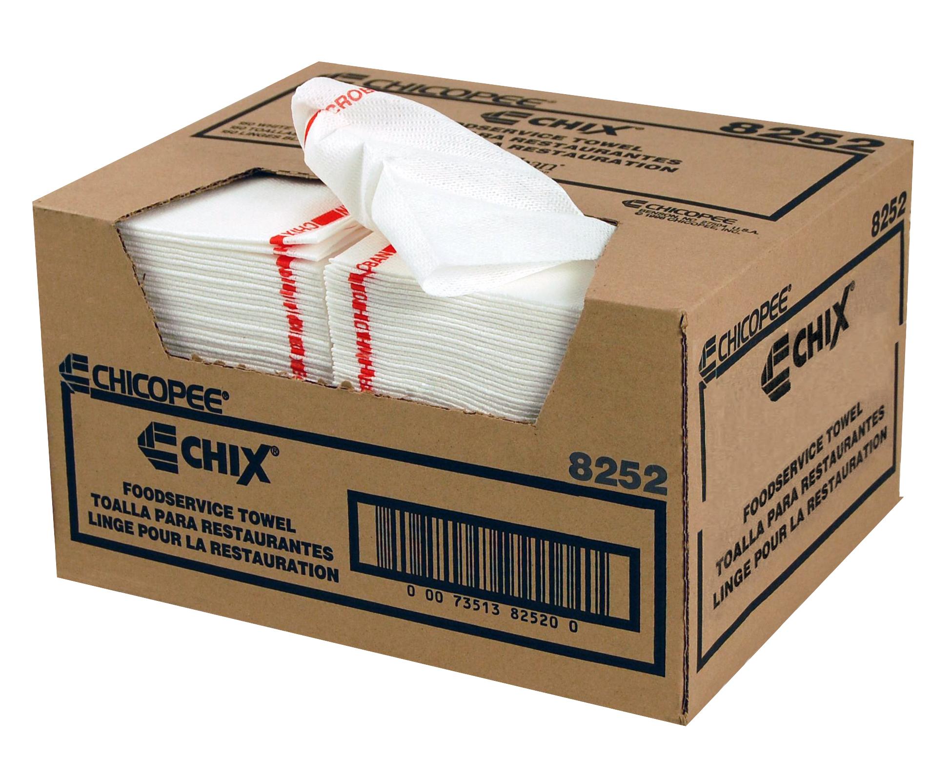 Chicopee® Chix® Food Service Cleaning Towel 21X13 IN White Red Microban 150/Case