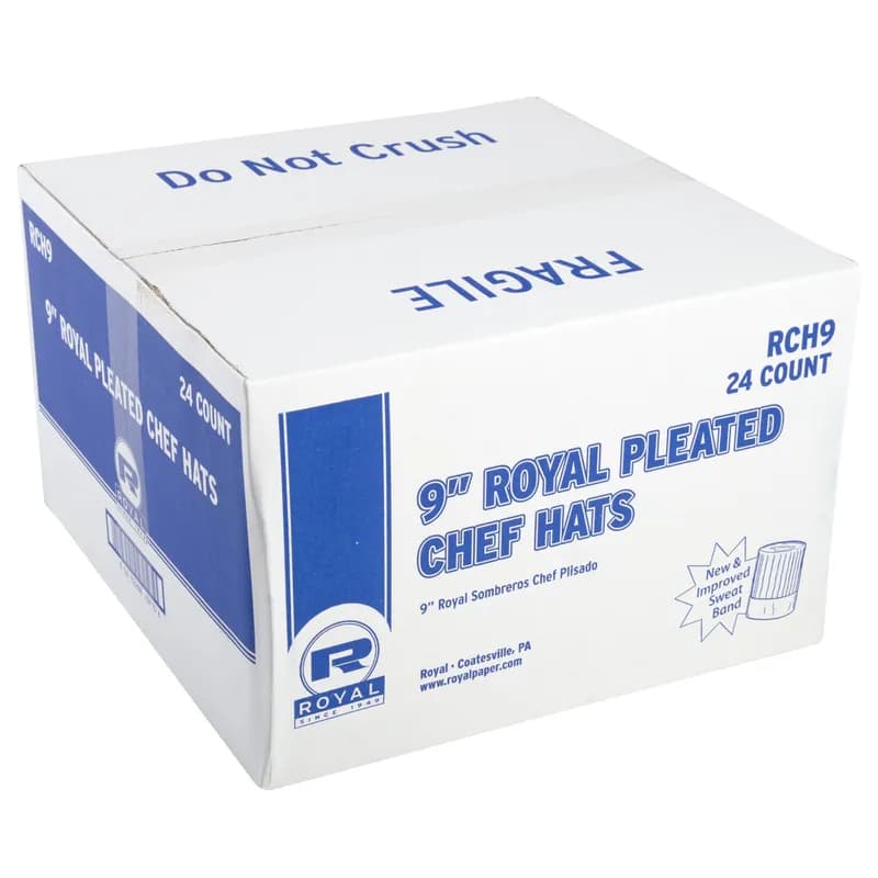Chef Hat White Paper Pleated Comfort Band 24/Case