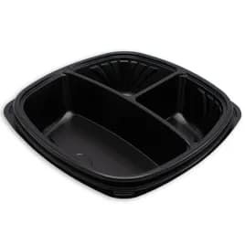 Plate 9 IN 3 Compartment PS Black Deep 300/Case