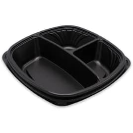 Plate 3 Compartment PS Black Square 300/Case