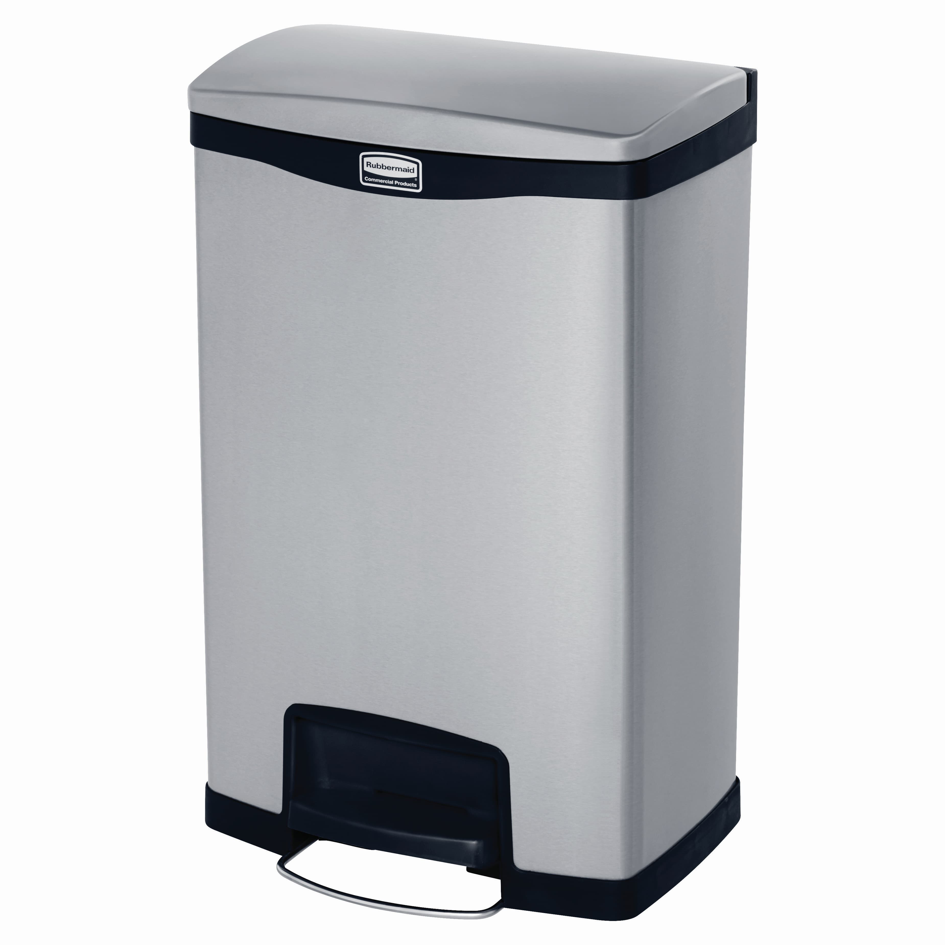 Slim Jim® Landfill 1-Stream Trash Can 18.12X13.7X28.67 IN 13 GAL Black Metal With Hinged Lid 1/Each