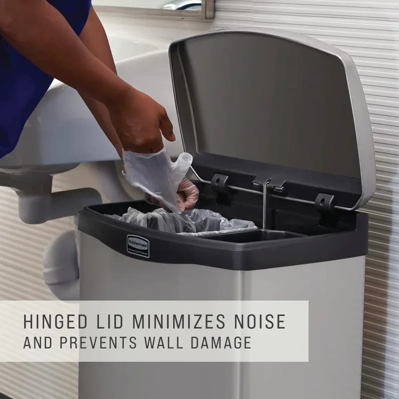 Slim Jim® Landfill 1-Stream Trash Can 18.12X13.7X28.67 IN 13 GAL Black Metal With Hinged Lid 1/Each