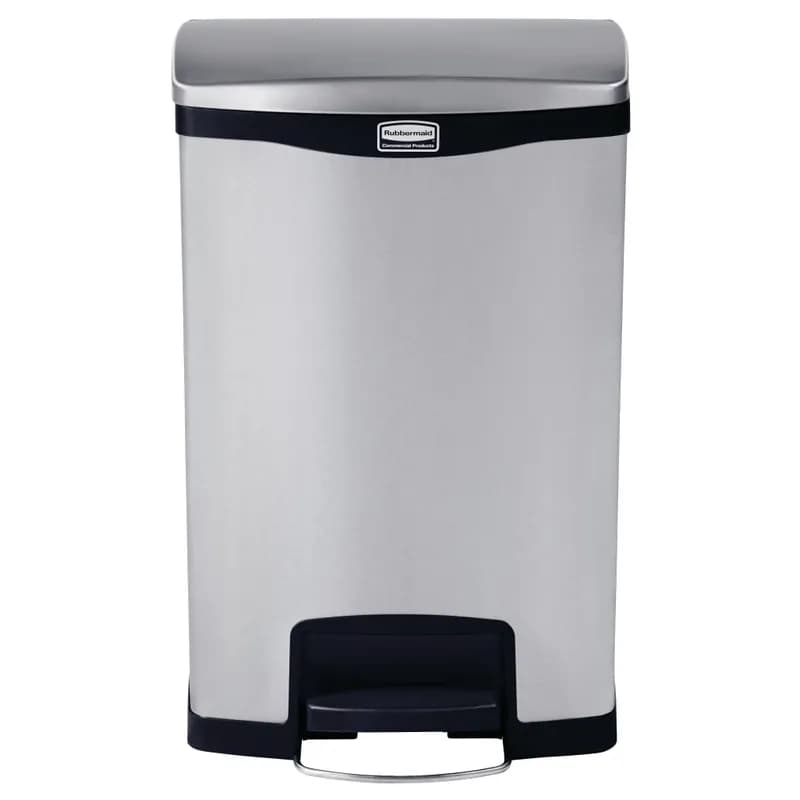 Slim Jim® Landfill 1-Stream Trash Can 18.12X13.7X28.67 IN 13 GAL Black Metal With Hinged Lid 1/Each