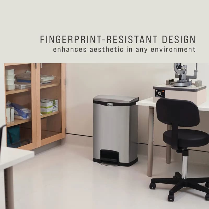 Slim Jim® Landfill 1-Stream Trash Can 18.12X13.7X28.67 IN 13 GAL Black Metal With Hinged Lid 1/Each