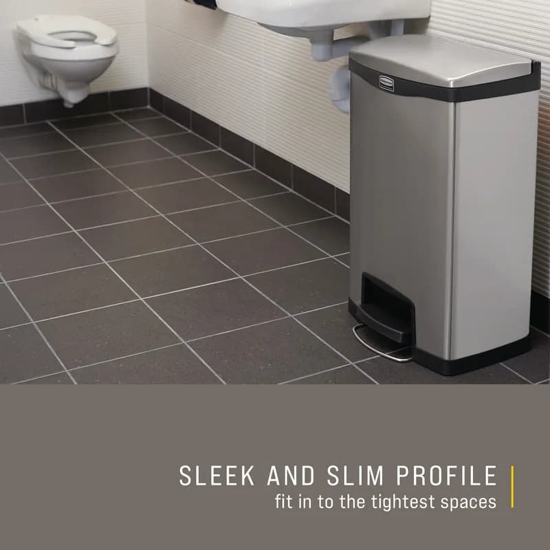 Slim Jim® Landfill 1-Stream Trash Can 18.12X13.7X28.67 IN 13 GAL Black Metal With Hinged Lid 1/Each