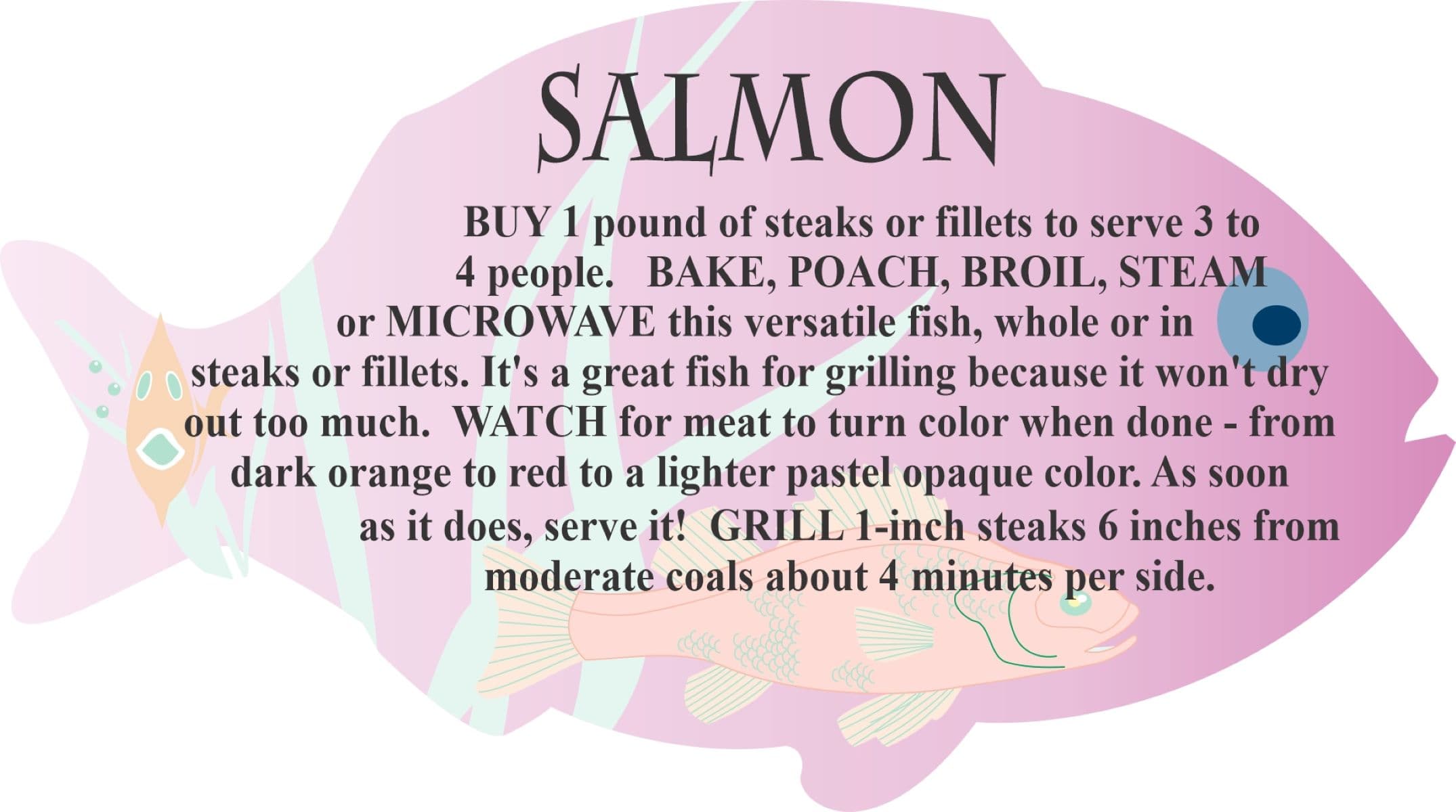 Salmon Meat Fish Recipe Label 1.75X3.125 IN Fish 4 Color Process 250 Count/Roll 12 Rolls/Case 3000 Count/Case