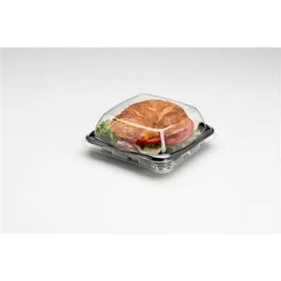 Sandwich Take-Out Container Base 5.3X5.3X1.7 IN PET Black Square 300/Case