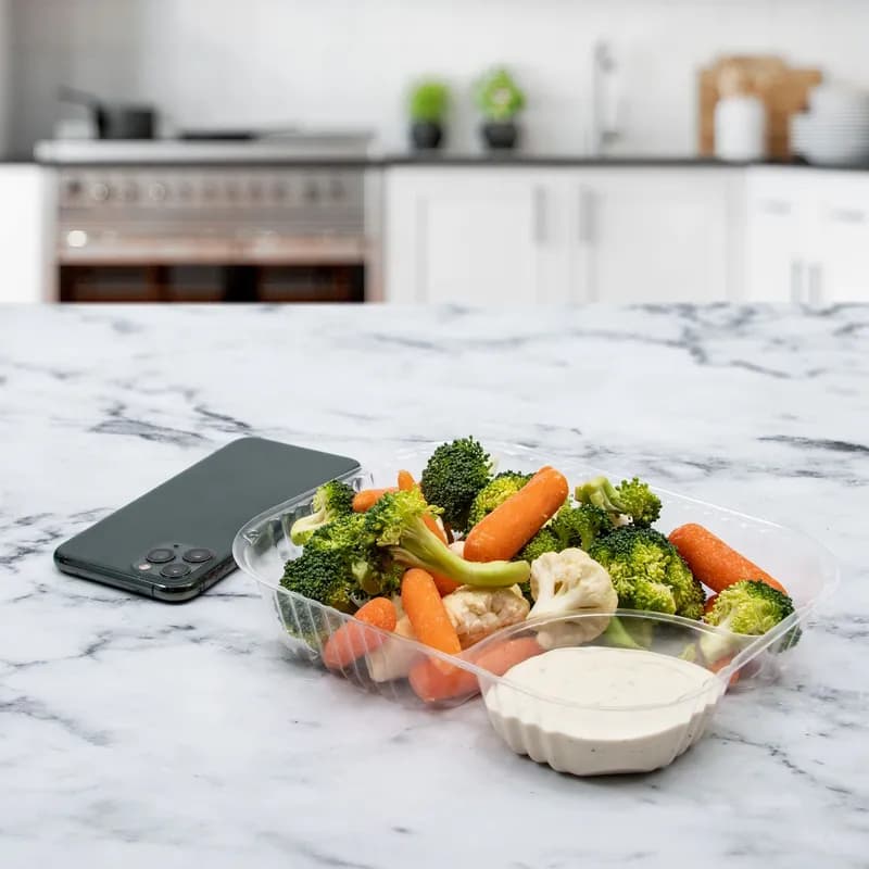 Dart® ClearPac® Nacho Take-Out Tray Base 7.93X6.2X1.54 IN 2 Compartment OPS Clear Rectangle 125 Count/Pack 4 Packs/Case