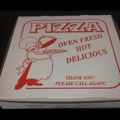 Pizza Box 12X12X2 IN Clay-Coated Paperboard White Red Stock Print 100/Bundle