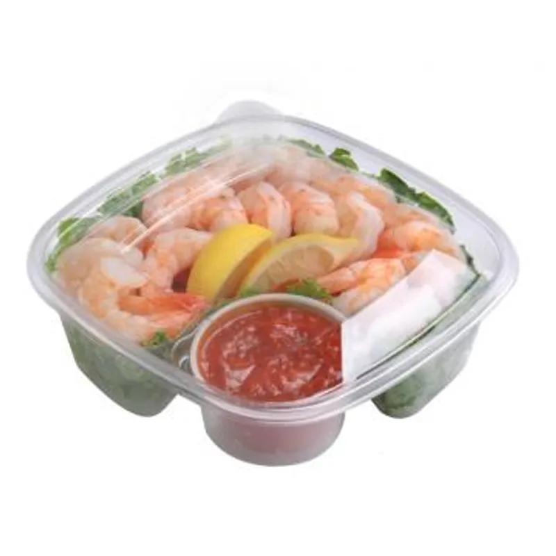 Deli Container Base 28 OZ 2 Compartment PET Square With Sauce Compartment 150/Case