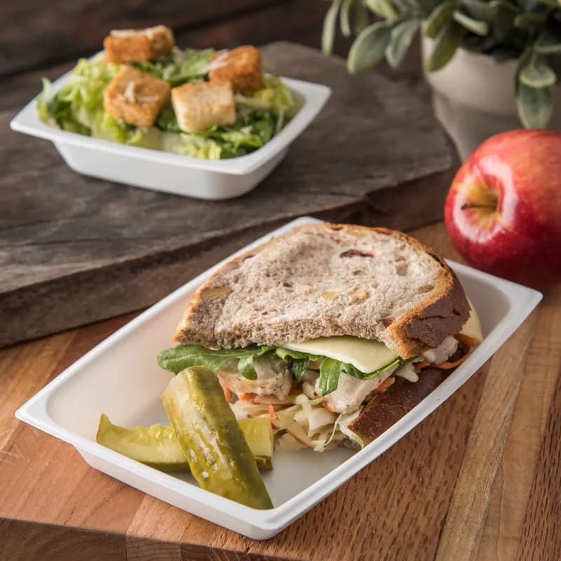 Take-Out Container Base 7.75X5.25X1.25 IN Plastic White Rectangle 1000/Case