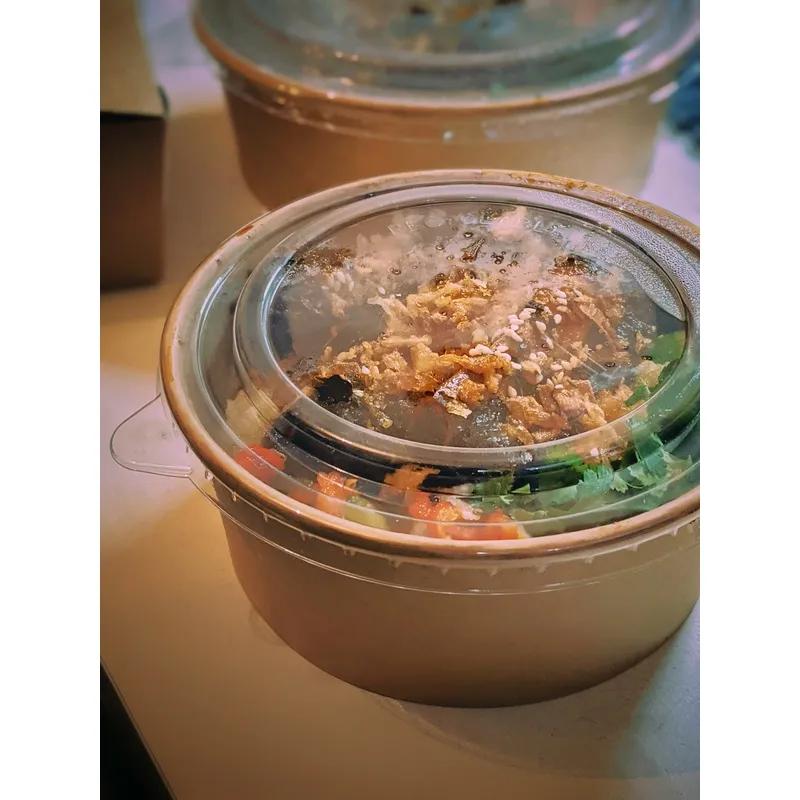 Salad Take-Out Container Base & Lid Combo With Dome Lid 44 OZ Paper Kraft Round 25 Count/Pack 8 Packs/Case 200 Count/Case