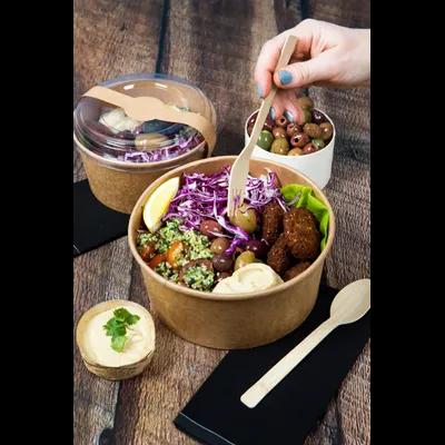 Salad Take-Out Container Base & Lid Combo With Dome Lid 44 OZ Paper Kraft Round 25 Count/Pack 8 Packs/Case 200 Count/Case