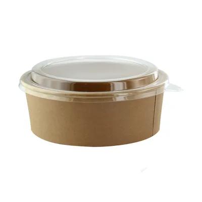 Salad Take-Out Container Base & Lid Combo With Dome Lid 44 OZ Paper Kraft Round 25 Count/Pack 8 Packs/Case 200 Count/Case