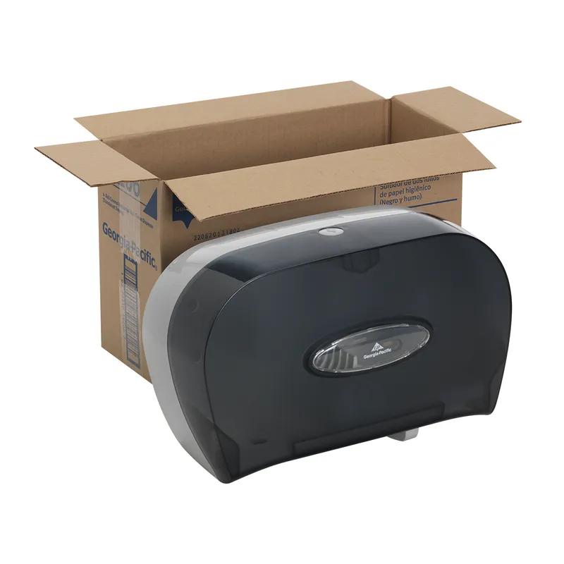 Toilet Paper Dispenser 5.73X13.58 IN Smoke Horizontal 2-Roll Side-by-Side Standard Roll 1/Each
