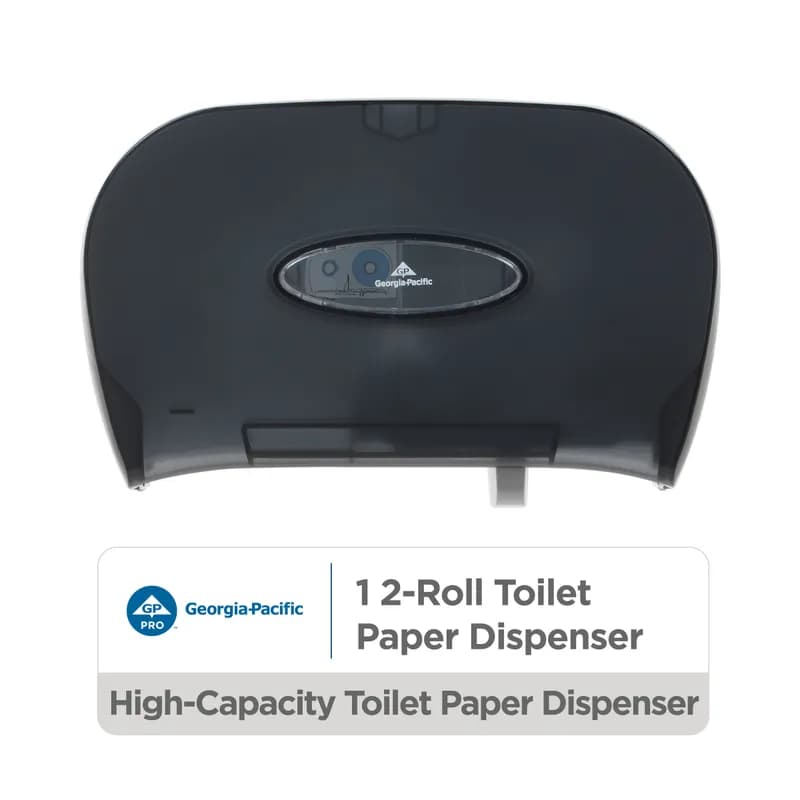 Toilet Paper Dispenser 5.73X13.58 IN Smoke Horizontal 2-Roll Side-by-Side Standard Roll 1/Each
