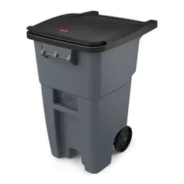 Brute® Trash 1-Stream Curbside Trash 50 GAL 200 QT Gray Square Resin With Hinged Lid Rollout Autolifter Compatible 1/Each