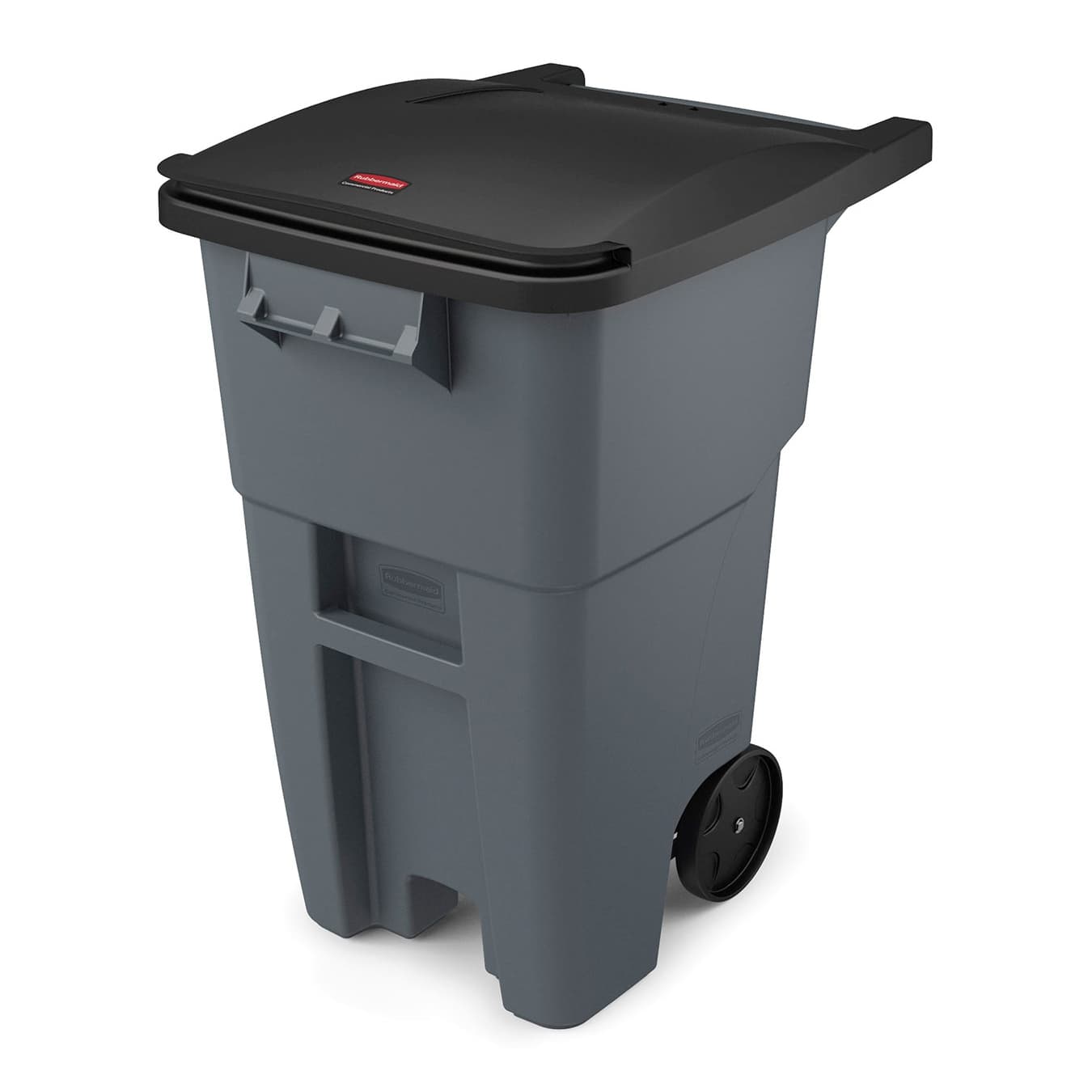 Brute® Trash 1-Stream Curbside Trash 50 GAL 200 QT Gray Square Resin With Hinged Lid Rollout Autolifter Compatible 1/Each