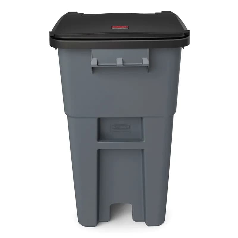 Brute® Trash 1-Stream Curbside Trash 50 GAL 200 QT Gray Square Resin With Hinged Lid Rollout Autolifter Compatible 1/Each