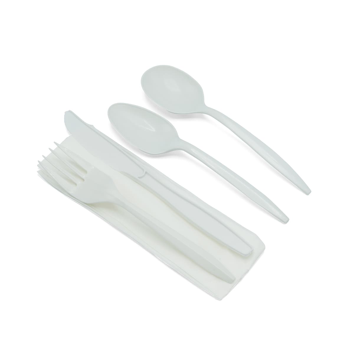 Victoria Bay 5PC Cutlery Kit PP Medium Weight With Napkin,Fork,Knife,Soup Spoon,Teaspoon 250/Case