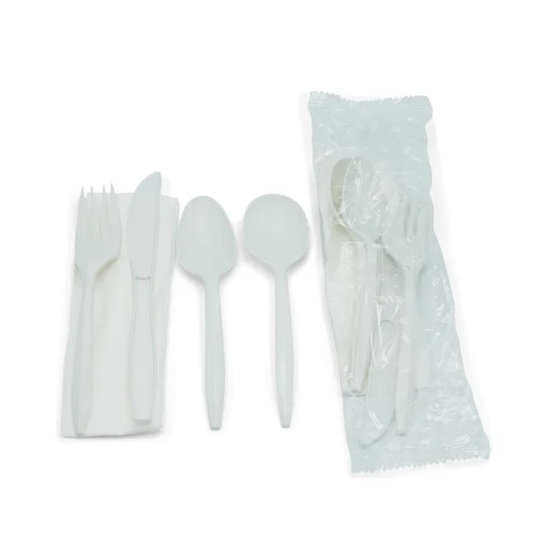 Victoria Bay 5PC Cutlery Kit PP Medium Weight With Napkin,Fork,Knife,Soup Spoon,Teaspoon 250/Case