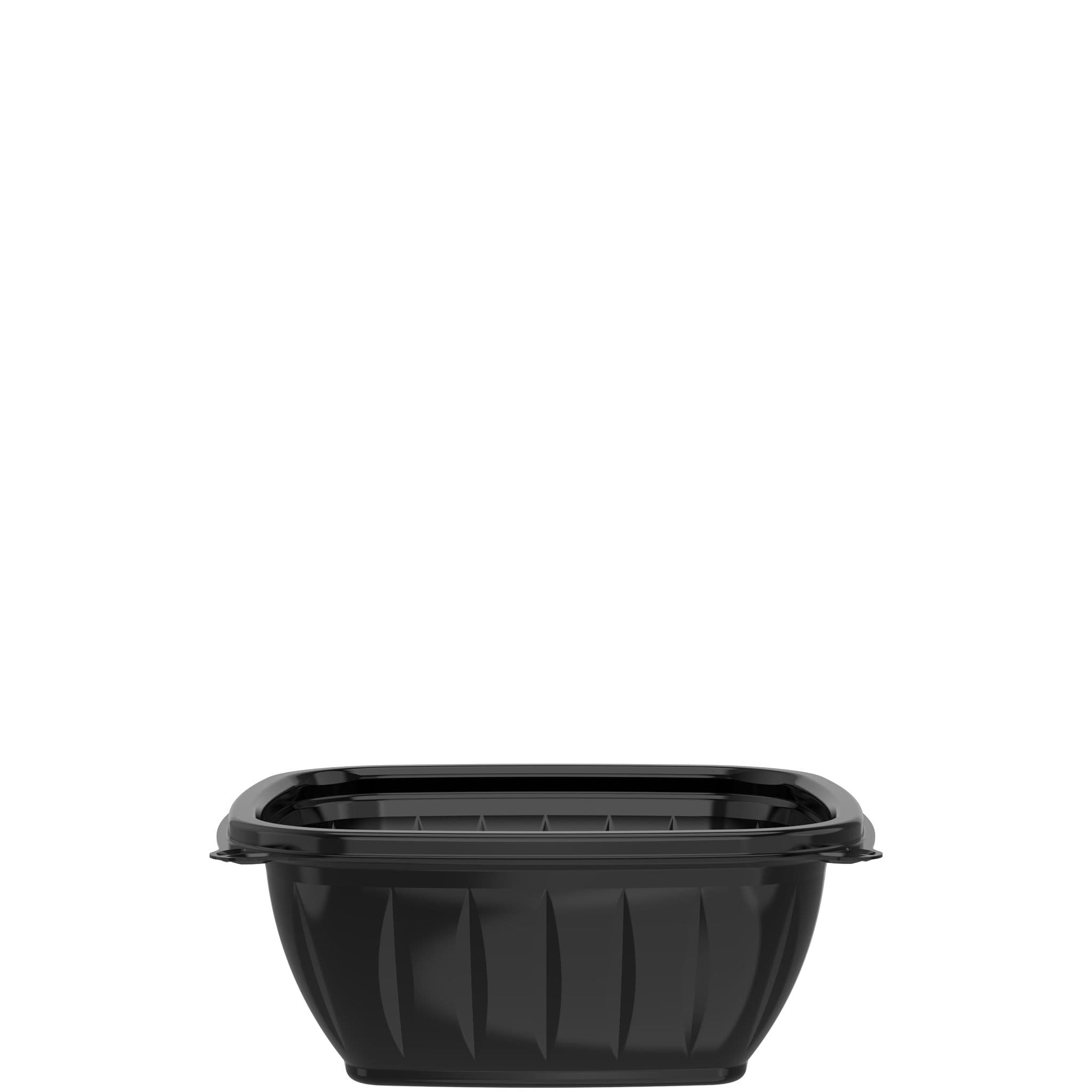 Dart® PresentaBowls Pro® Take-Out Container Base 6.2X1.485X3 IN PP Black Square 63 Count/Pack 8 Packs/Case