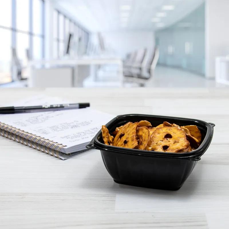 Dart® PresentaBowls Pro® Take-Out Container Base 6.2X1.485X3 IN PP Black Square 63 Count/Pack 8 Packs/Case