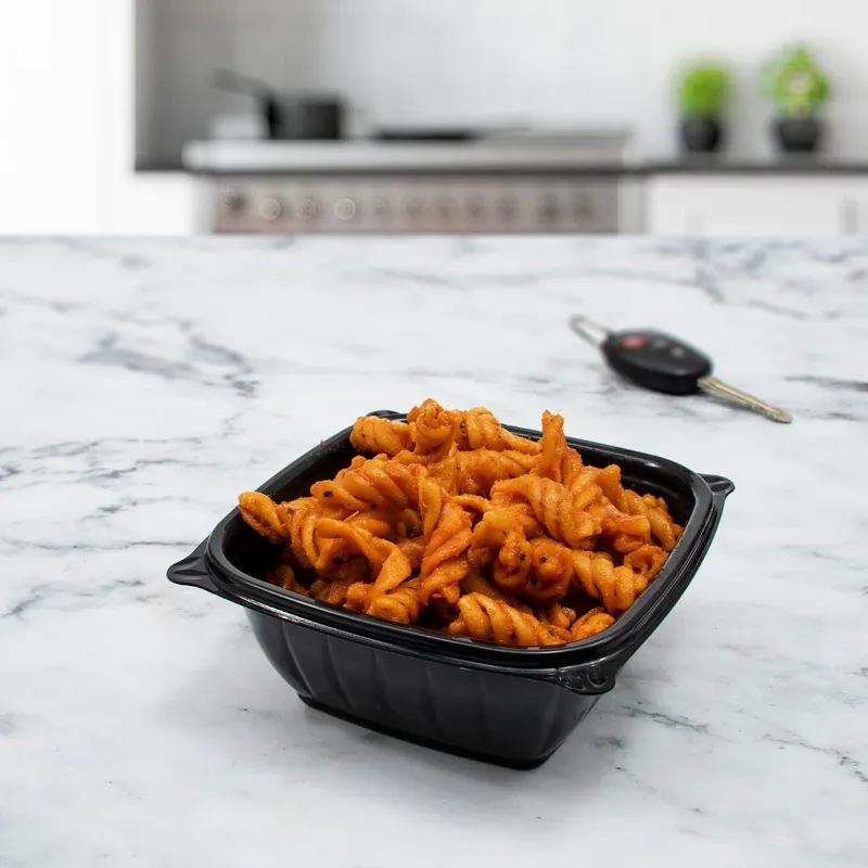 Dart® PresentaBowls Pro® Take-Out Container Base 6.2X1.485X3 IN PP Black Square 63 Count/Pack 8 Packs/Case