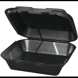 Regal Take-Out Container Hinged 8X8X3 IN Polystyrene Foam Black Square Vented Grease Resistant 200/Case