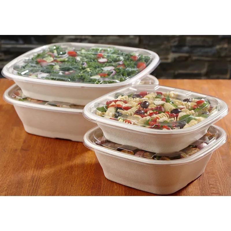 Lid 11X11X0.48 IN PET Clear Square For 80-120 OZ Bowl 50/Case