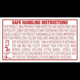 Safe Handling Meat Safety Label 1X1.75 IN Red 1000 Count/Roll 25 Rolls/Case 25000 Count/Case