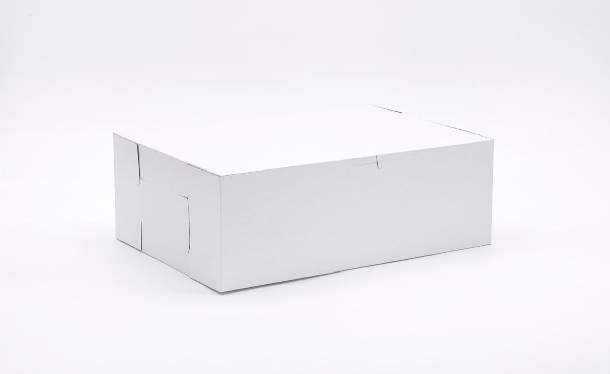 Easy Lock Cake Box 1/4 Size 14X10X5 IN Paperboard White Rectangle Lock Corner 1-Piece 100/Bundle