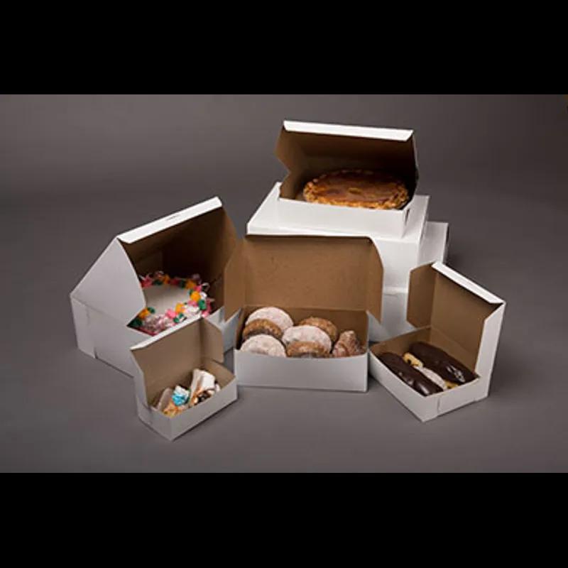 Easy Lock Cake Box 1/4 Size 14X10X5 IN Paperboard White Rectangle Lock Corner 1-Piece 100/Bundle