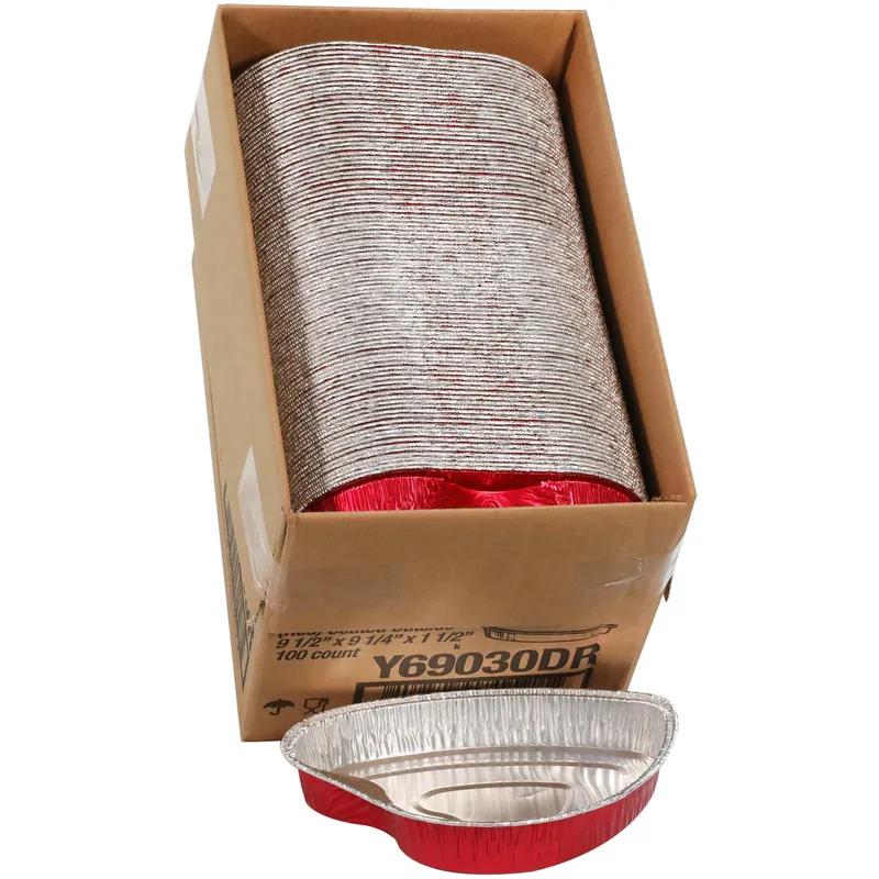 Cake Pan 39.5 OZ 9.5X9.3X1.5 IN Aluminum Red Silver Heart 100/Case