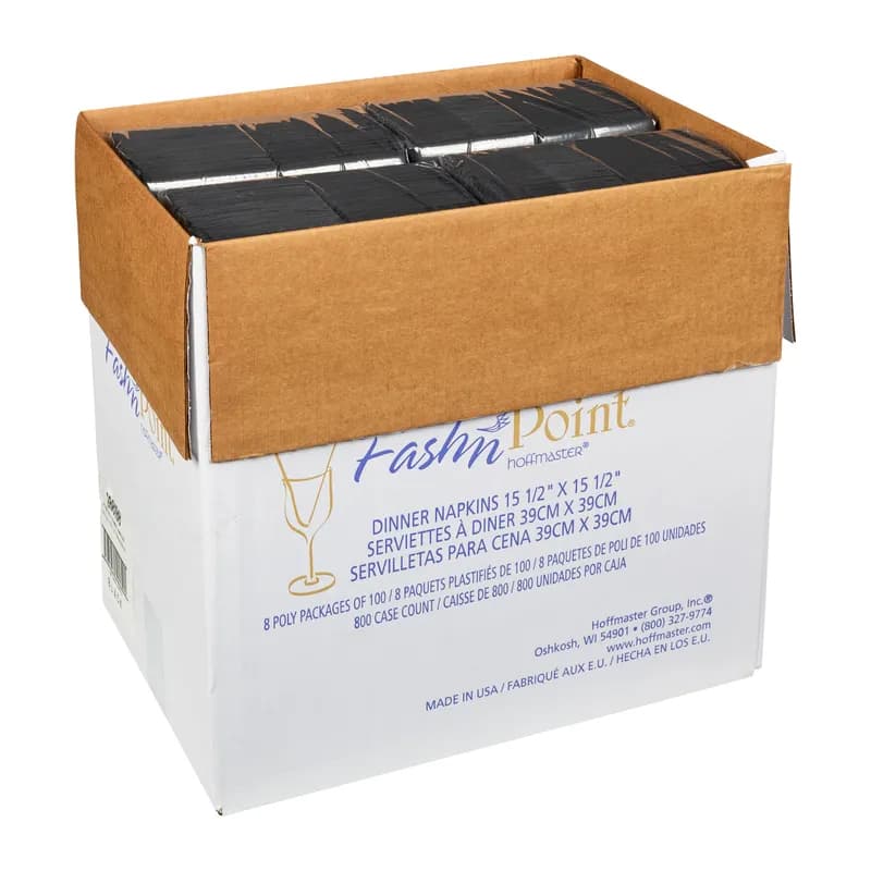 FashNpoint® Dinner Napkins 15.5X15.5 IN Black C-Fold 800/Case