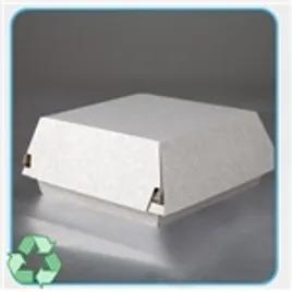 Take-Out Box Hinged With Dome Lid Medium (MED) Paper Kraft White Square Fluted 200/Case