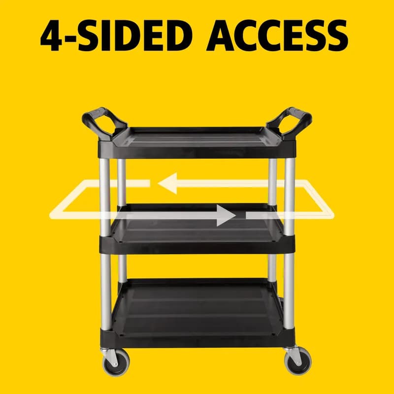 Utility Cart Medium (MED) 33.6X19X37.75 IN 200 LB Black Gray Resin 4 IN TPR Caster 1/Each