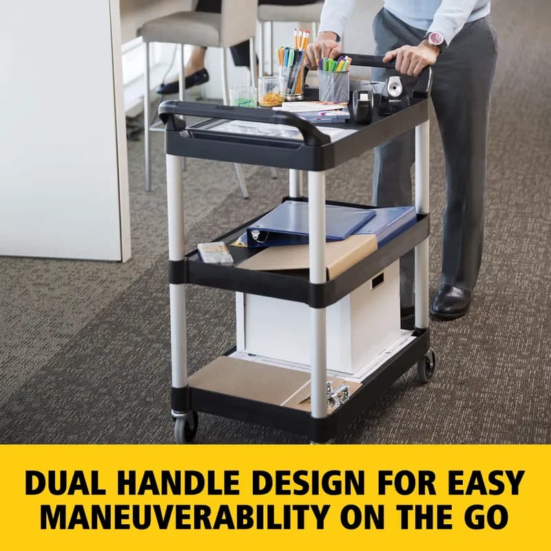 Utility Cart Medium (MED) 33.6X19X37.75 IN 200 LB Black Gray Resin 4 IN TPR Caster 1/Each