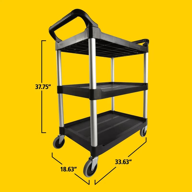 Utility Cart Medium (MED) 33.6X19X37.75 IN 200 LB Black Gray Resin 4 IN TPR Caster 1/Each