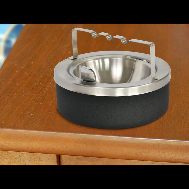 Smoking Receptacle Black Steel Flip Top Floor Urn With Bridge 1/Each