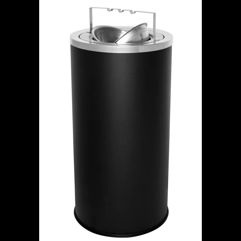 Smoking Receptacle Black Steel Flip Top Floor Urn With Bridge 1/Each