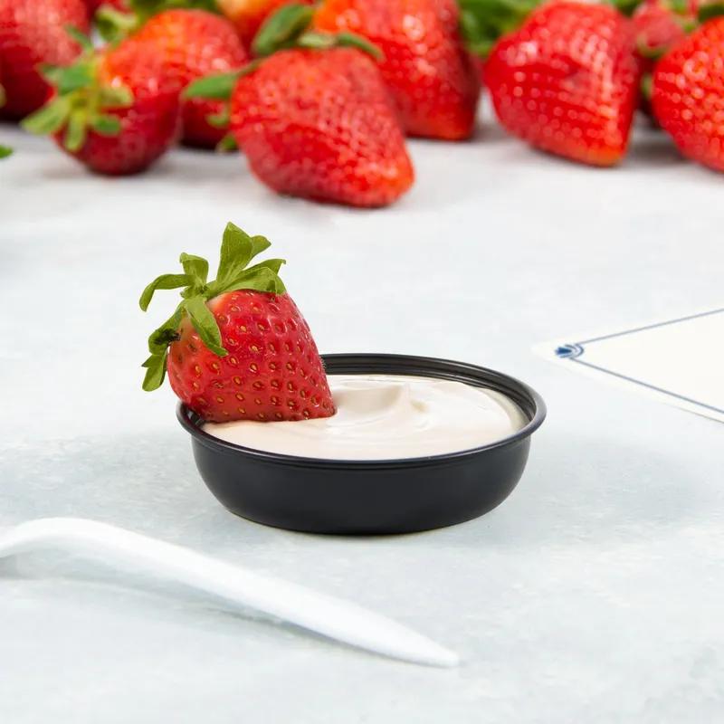 Solo® Sauces, Sides, & Sweets™ Souffle & Portion Cup 2.5 OZ PS Black Round 250 Count/Pack 10 Packs/Case 2500 Count/Case