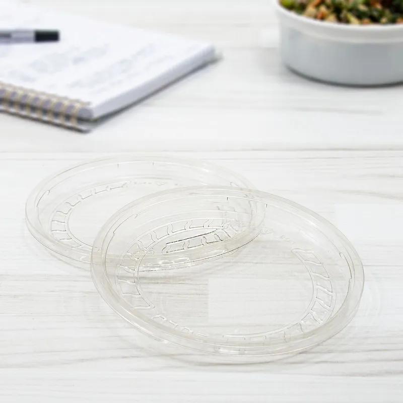 Solo® MicroGourmet® Lid Flat 4.805X0.526 IN 1 Compartment PP Clear For 8-32 OZ Deli Container Recessed 50 Count/Pack 10 Packs/Case