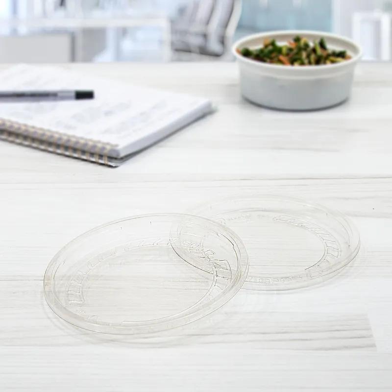 Solo® MicroGourmet® Lid Flat 4.805X0.526 IN 1 Compartment PP Clear For 8-32 OZ Deli Container Recessed 50 Count/Pack 10 Packs/Case