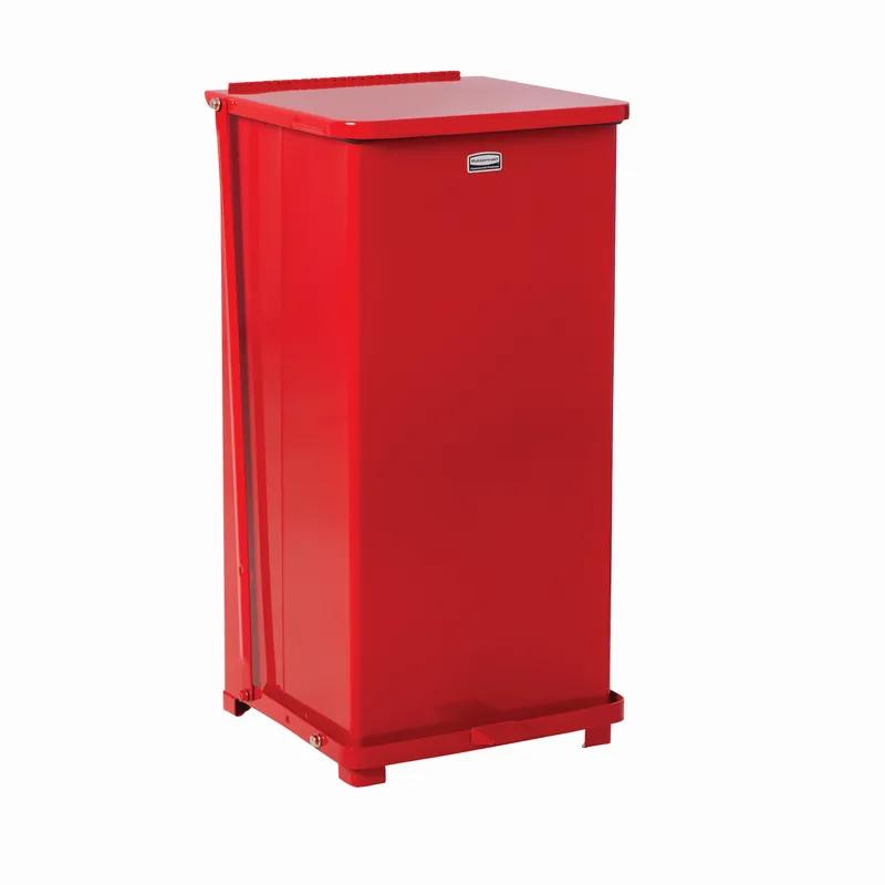 Defenders® Biohazard 1-Stream Trash Can 12.50X12.50X27 IN 13 GAL Red Square Metal With Hinged Lid Step-On 1/Each