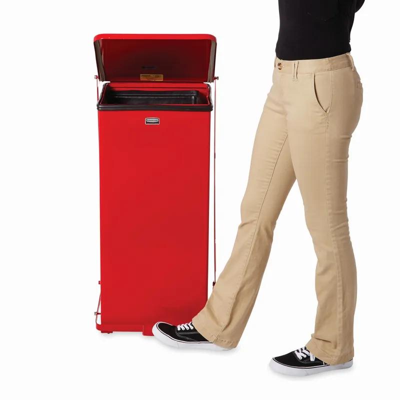 Defenders® Biohazard 1-Stream Trash Can 12.50X12.50X27 IN 13 GAL Red Square Metal With Hinged Lid Step-On 1/Each