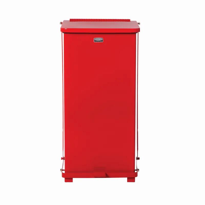 Defenders® Biohazard 1-Stream Trash Can 12.50X12.50X27 IN 13 GAL Red Square Metal With Hinged Lid Step-On 1/Each