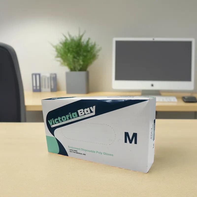 Victoria Bay Gloves Medium (MED) Clear Heavy Duty HDPE Powder-Free Poly 500 Count/Pack 10 Packs/Case 5000 Count/Case